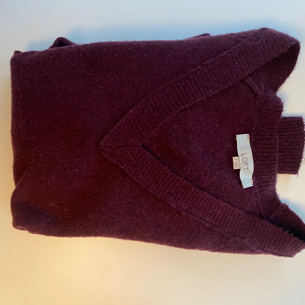 Burgundy Loft V Neck Sweater